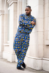 Matching African Suit In Blue Samakaka - Continent Clothing 
