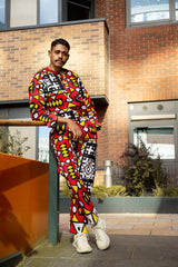 Matching African Suit In Red Samakaka - Continent Clothing 