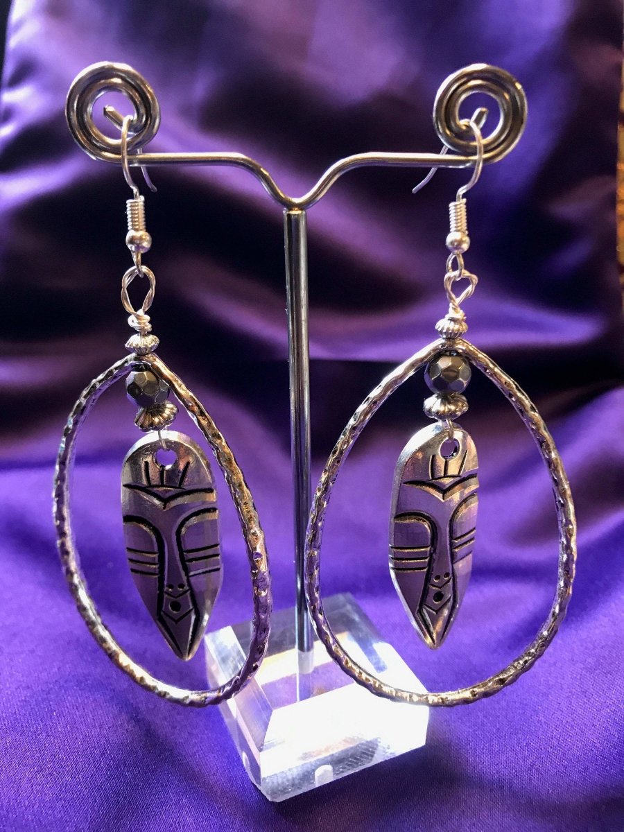 Nefertiti earrings Statement Earrings in Silver - Continent Clothing 