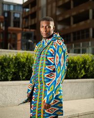 Oversized African Hoodie In Blue Kente Print - Continent Clothing 