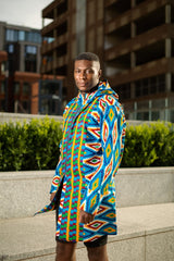 Oversized African Hoodie In Blue Kente Print - Continent Clothing 