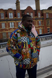 Patchwork African Puffer Jacket - African Winter Coat - Continent Clothing 