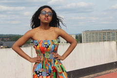 Patchwork Dress in Ankara Print - Festival Dress - Continent Clothing 