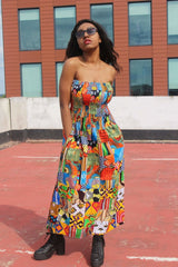 Patchwork Dress in Ankara Print - Festival Dress - Continent Clothing 
