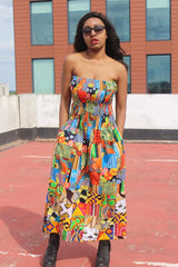Patchwork Dress in Ankara Print - Festival Dress - Continent Clothing 