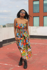 Patchwork Dress in Ankara Print - Festival Dress - Continent Clothing 