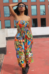 Patchwork Dress in Ankara Print - Festival Dress - Continent Clothing 