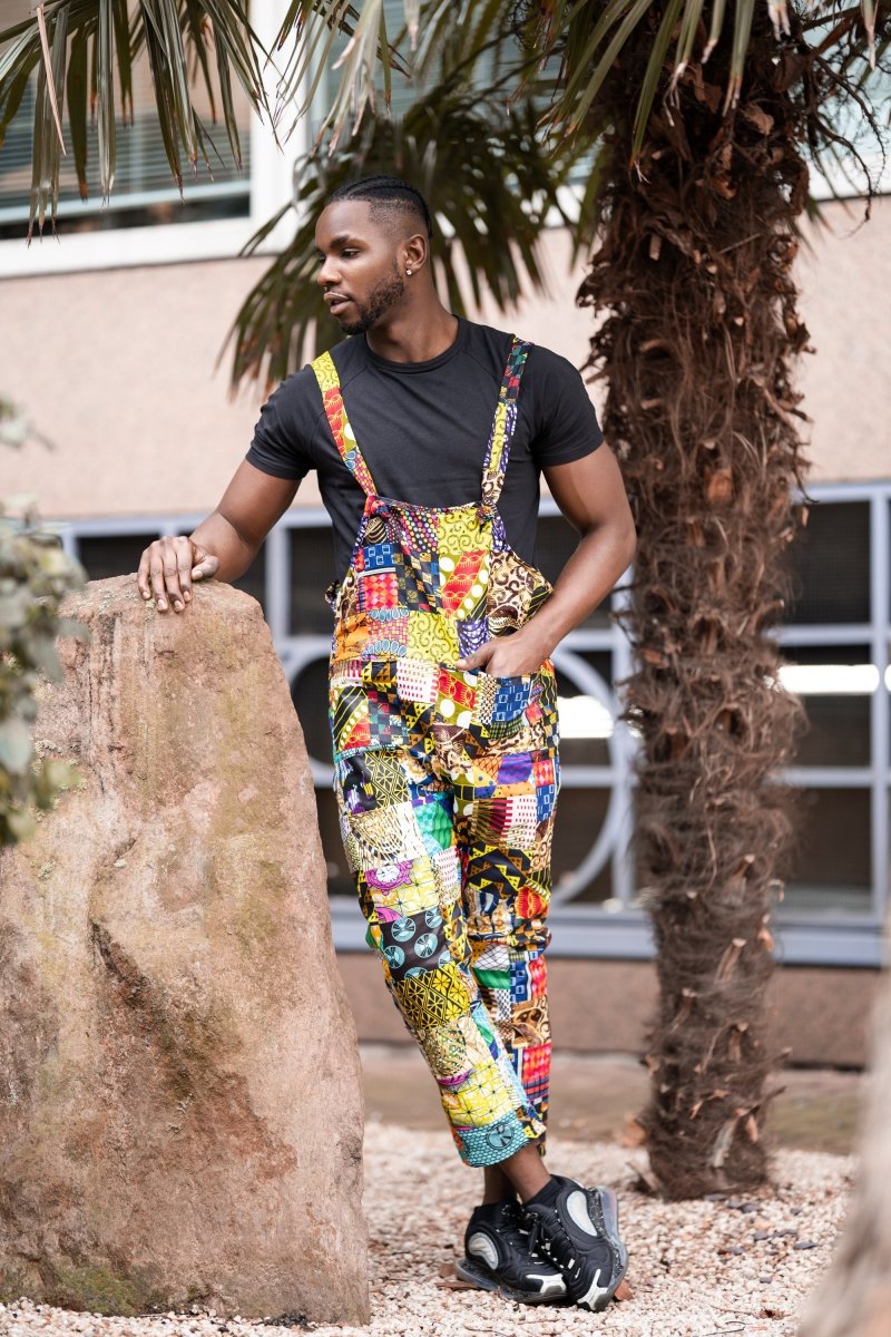 Patchwork Dungarees, African Dungarees in Ankara - Festival Dungarees - Continent Clothing 