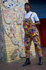Patchwork Dungarees, African Dungarees in Ankara Print - Festival Clothing - Continent Clothing 