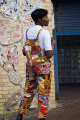 Patchwork Dungarees, African Dungarees in Ankara Print - Festival Clothing - Continent Clothing 
