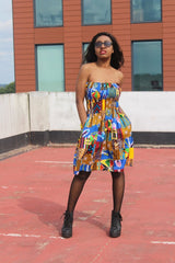 Patchwork Elastic Dress - Festival Clothing - Continent Clothing 