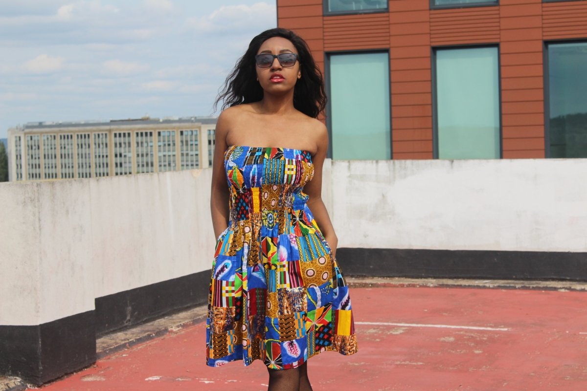 Patchwork Elastic Dress - Festival Clothing - Continent Clothing 