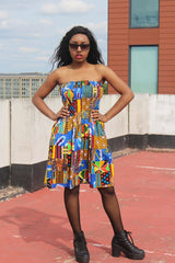 Patchwork Elastic Dress - Festival Clothing - Continent Clothing 