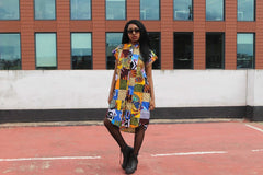 Patchwork Festival Dress in a Shirt Dress Style - Continent Clothing 