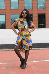 Patchwork Festival Dress in a Shirt Dress Style - Continent Clothing 