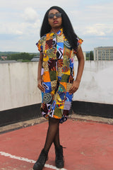 Patchwork Festival Dress in a Shirt Dress Style - Continent Clothing 