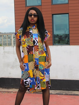 Patchwork Festival Dress in a Shirt Dress Style