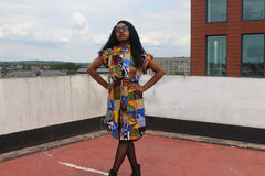 Patchwork Festival Dress in a Shirt Dress Style - Continent Clothing 