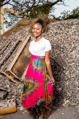Pink Dashiki Maxi Skirt - The Continent Clothing