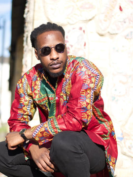Red Dashiki Shirt Oversized