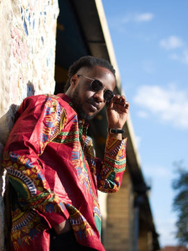 Red Dashiki Shirt Oversized