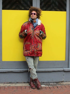 Red Dashiki Winter Coat - African Coat - African Parka