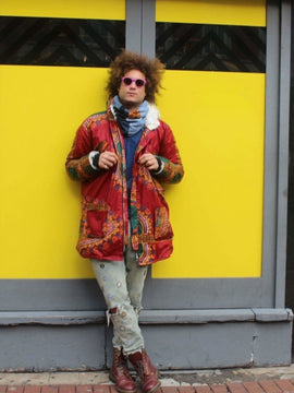 Red Dashiki Winter Coat - African Coat - African Parka