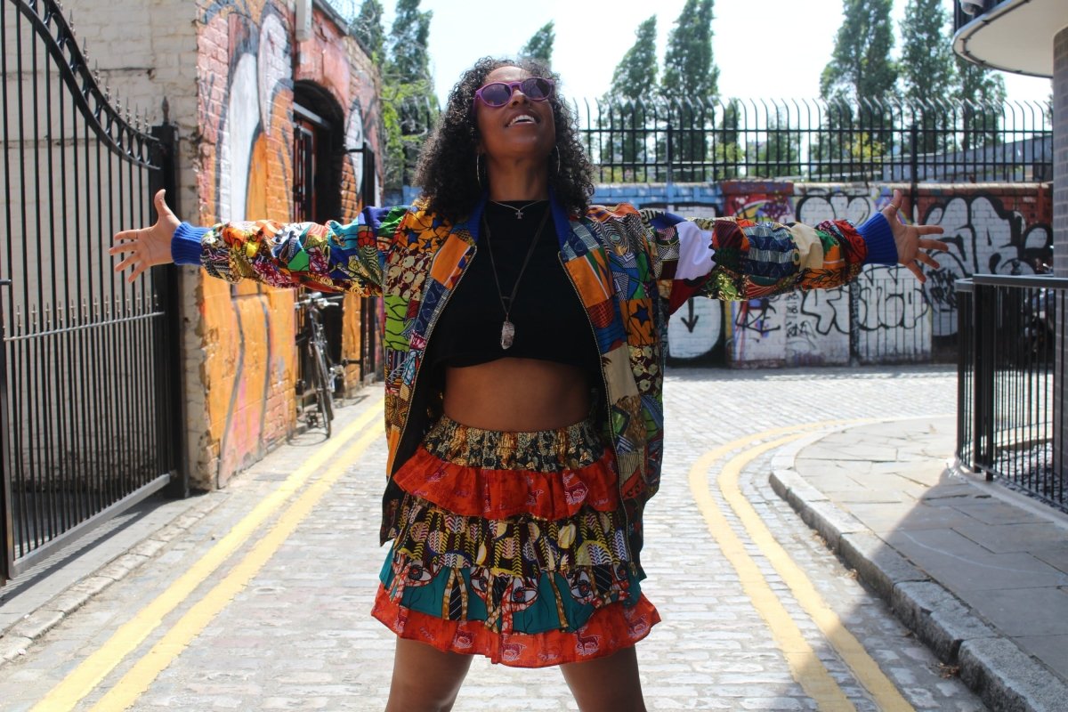 Retro Bomber Jacket in Patchwork - Continent Clothing 