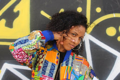 Retro Bomber Jacket in Patchwork - Continent Clothing 