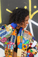 Retro Bomber Jacket in Patchwork - Continent Clothing 