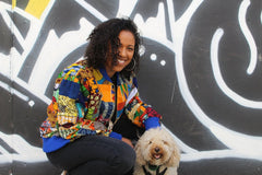 Retro Bomber Jacket in Patchwork - Continent Clothing 