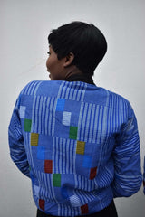 Retro Bomber Jacket in Purple African Print- Festival Clothing - Continent Clothing 