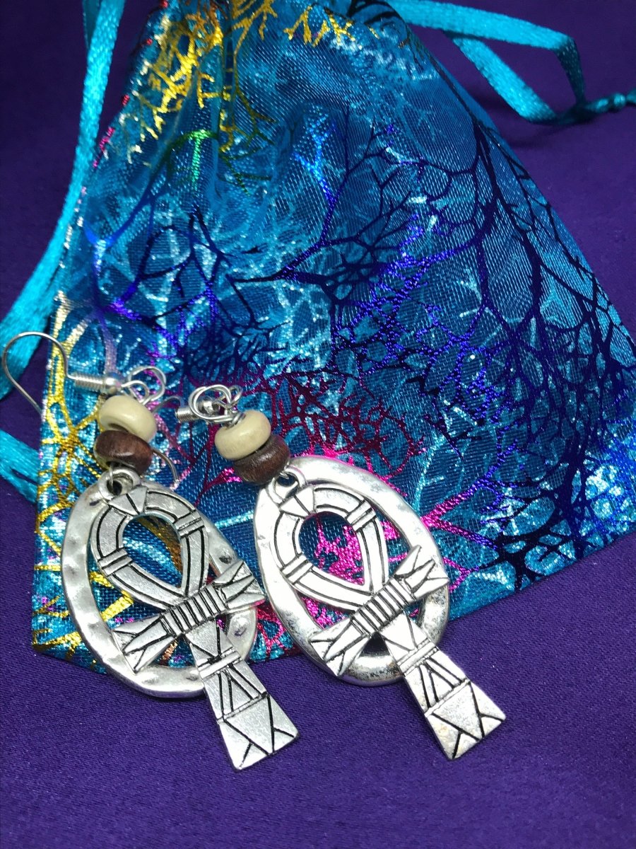 Silver Ankh Hoops - Continent Clothing 