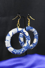 Subtle Blue African Print Earrings - Continent Clothing 