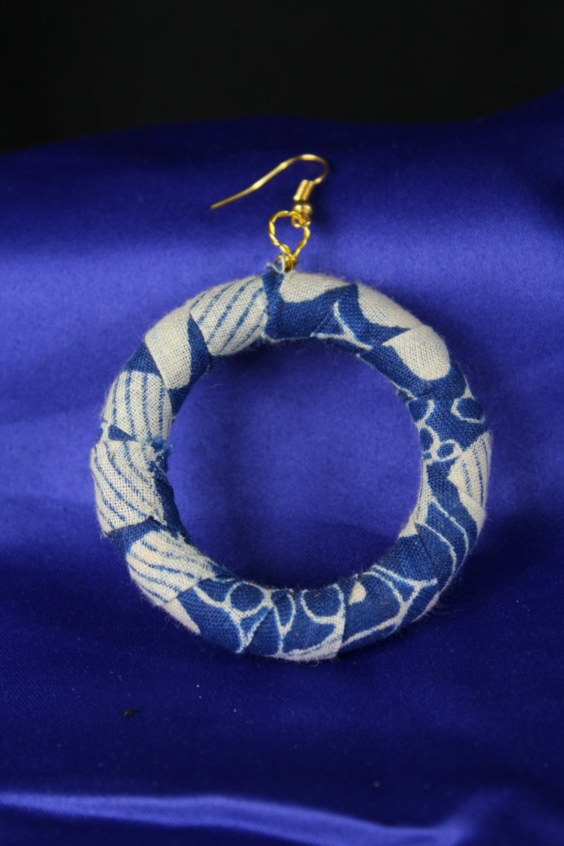 Subtle Blue African Print Earrings - Continent Clothing 