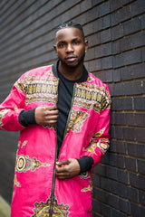 Vibrant Pink Dashiki Winter Trench Coat - Continent Clothing 
