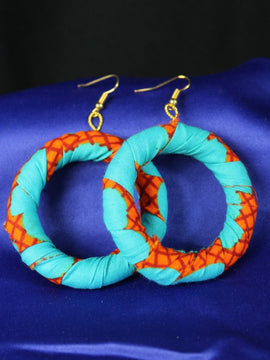Vivid Blue African Fabric Earrings