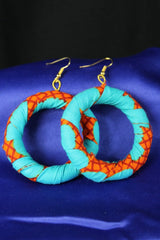 Vivid Blue African Fabric Earrings - Continent Clothing 