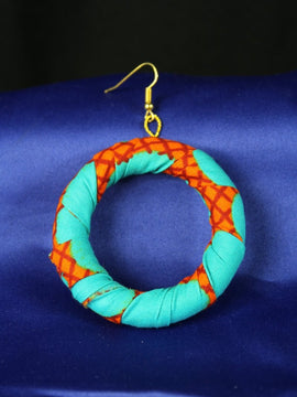Vivid Blue African Fabric Earrings