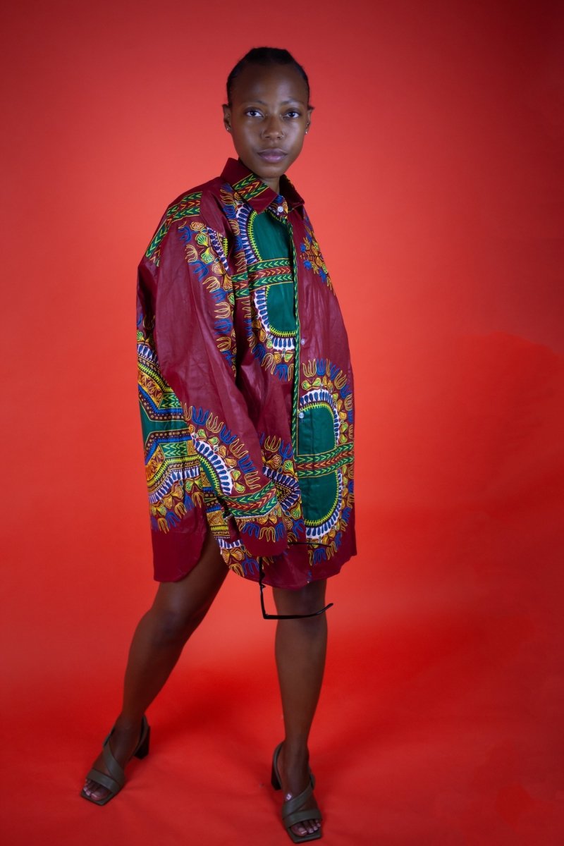 Women's African Print Shirt Oversized - Continent Clothing 