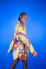 Women's African Print Shirt Oversized in Gold - Continent Clothing 