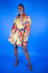 Women's African Print Shirt Oversized in Gold - Continent Clothing 